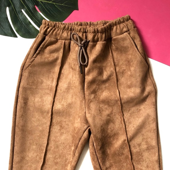 Faux Suede Tan Ankle Pants - Picture 3 of 4